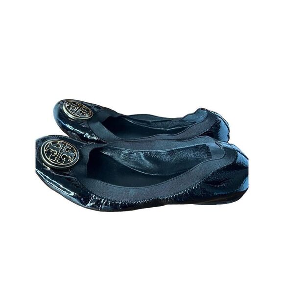 Tory Burch Caroline Women's Black Patent Leather Slip On Ballet Flats Size 7M - Picture 3 of 9